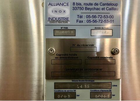 Cuve inox 304L - Thermor&eacute;gul&eacute;e 190 HL (19 000 Litres) ALLIANCE INOX