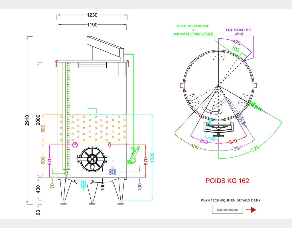 316L stainless steel tank - Honeycomb circuit - Domed bottom - Floating top