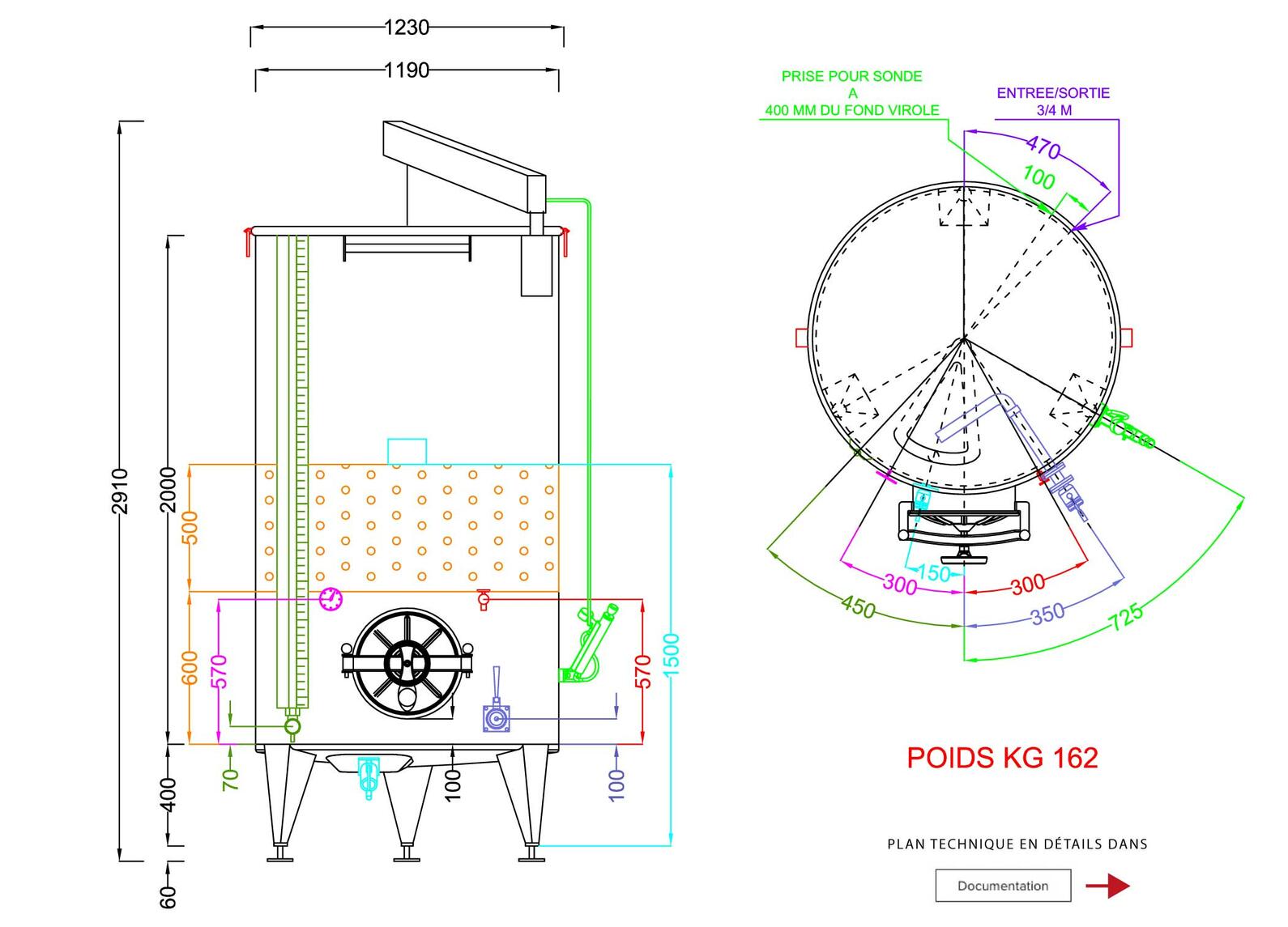 316L stainless steel tank - Honeycomb circuit - Domed bottom - Floating top