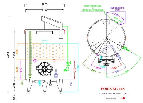 316L stainless steel tank - Honeycomb circuit - Domed bottom - Floating top