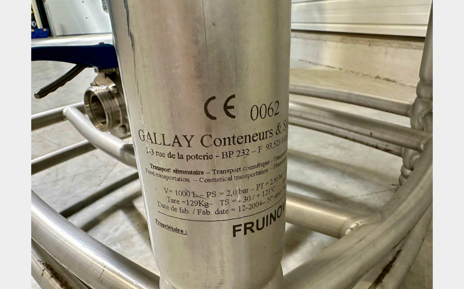 Conteneur inox 304L - Cylindro-conique 9 HL (900 litres) MAUSER