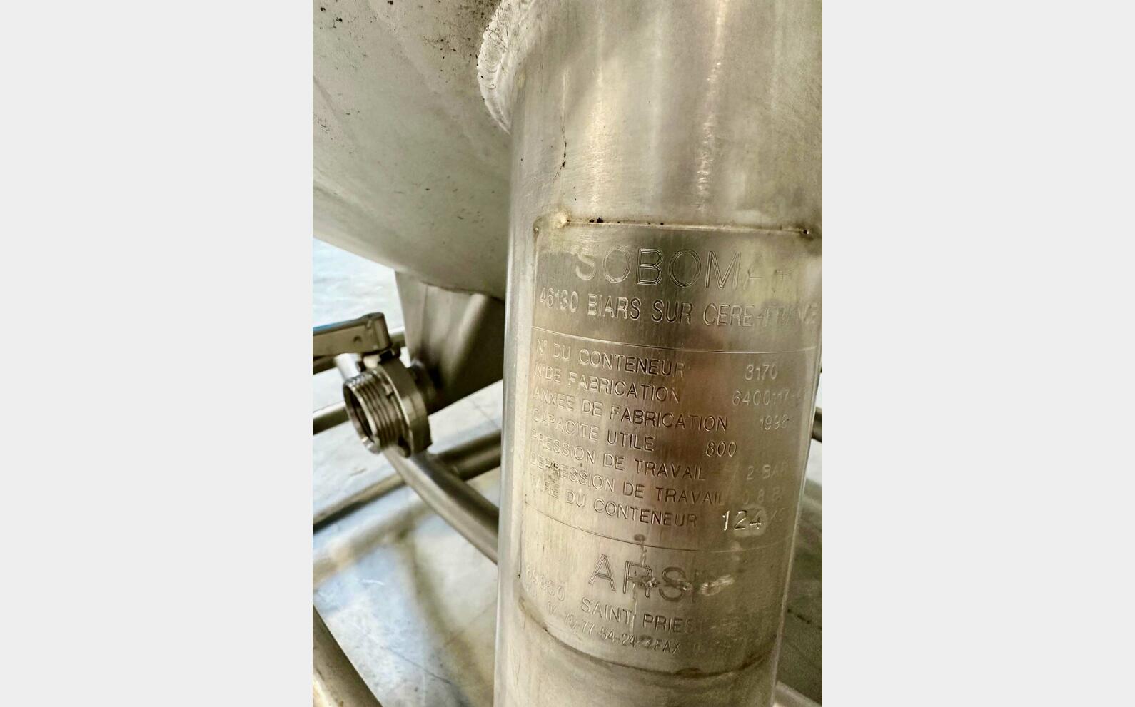 Conteneur inox 304L 8 HL (800 litres) GALLAY