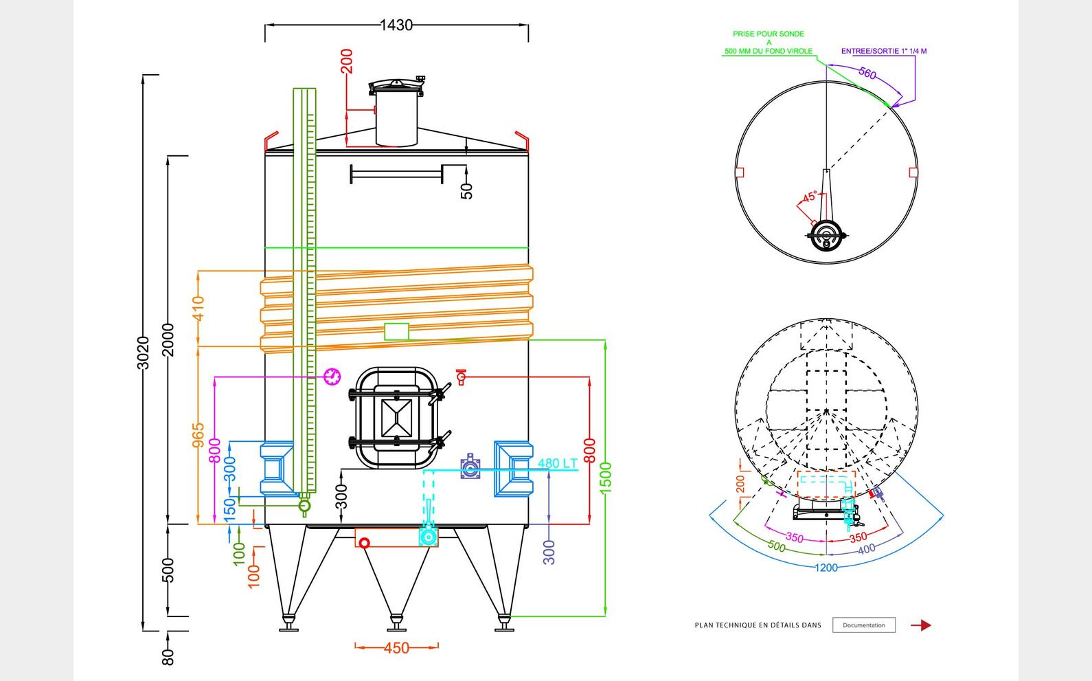 316L ss tank - Coil circuit 33.5 HL (3 350 litres) ARSILAC