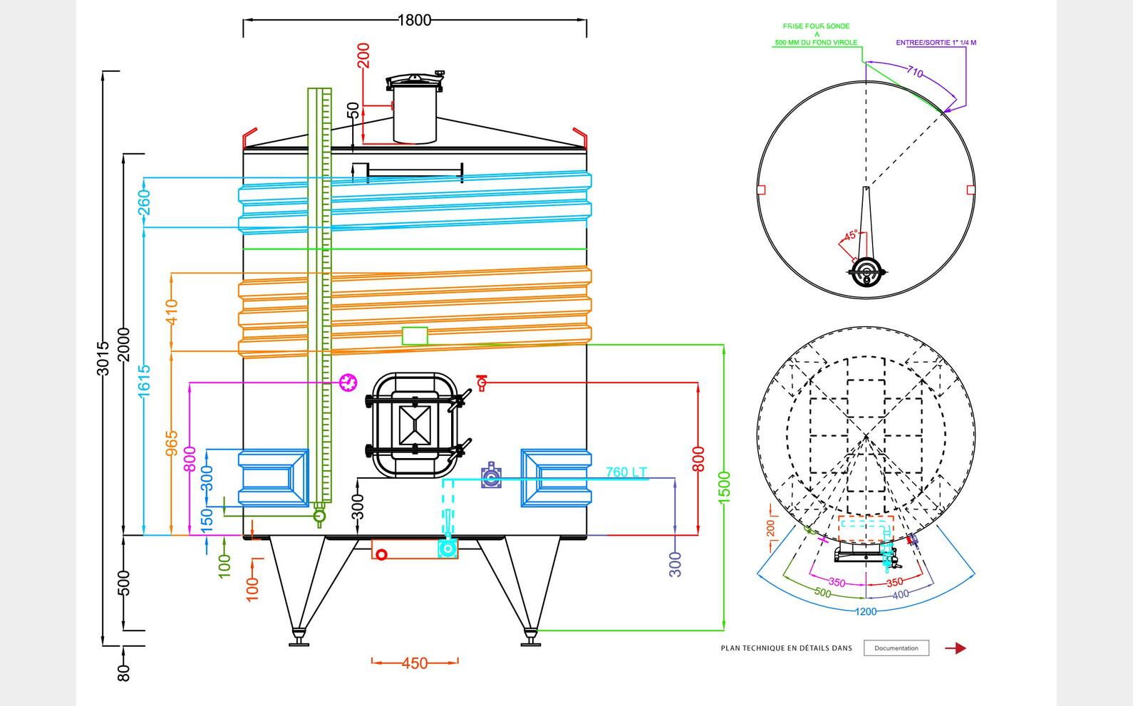 316L ss tank - Coil circuit 53.2 HL (5 320 litres) ARSILAC