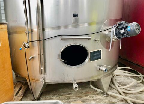 Cuve inox 304 fermée agitée - Fond plat inclinée sur pieds