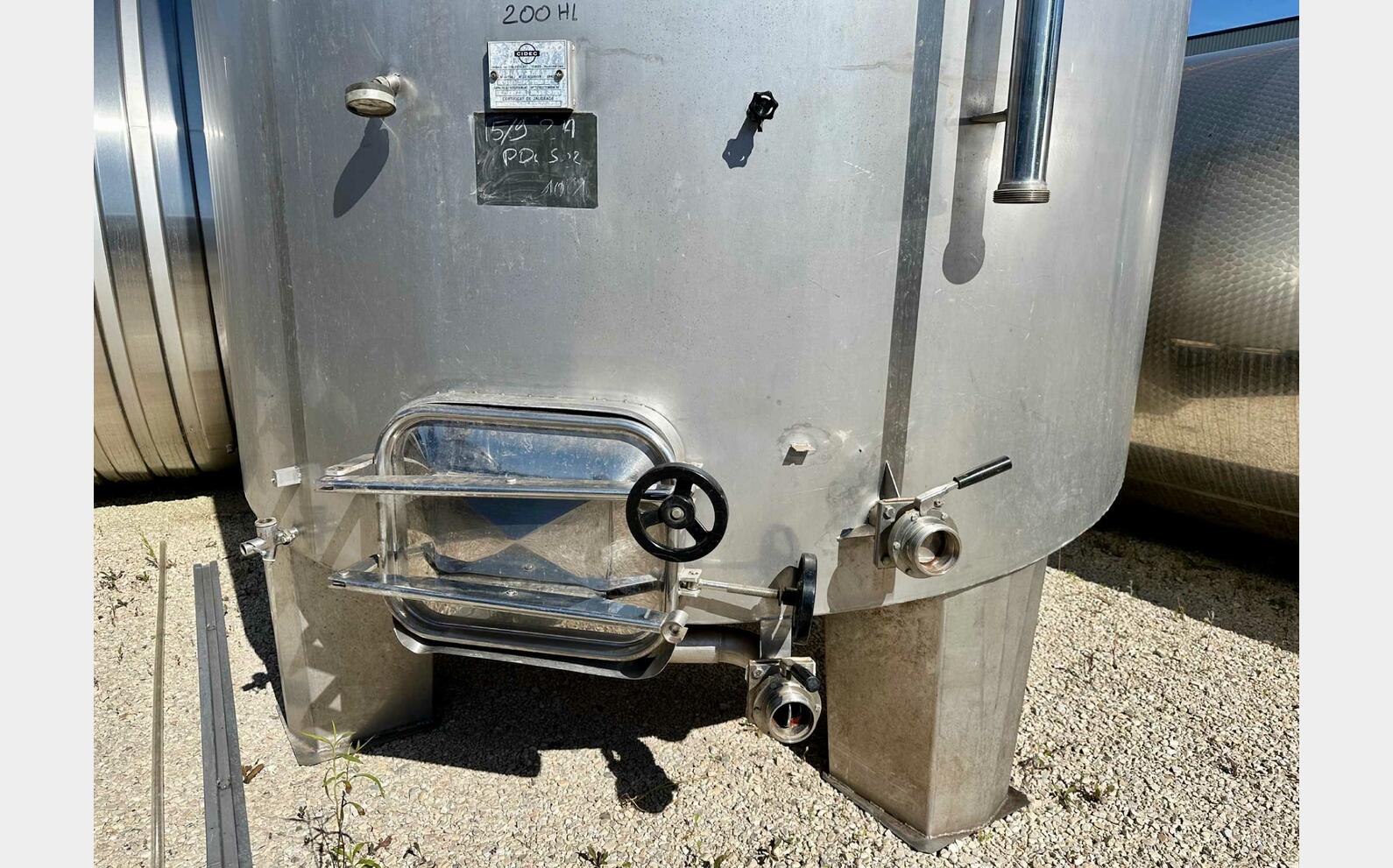 Cuve inox 316 - Fond plat 200 HL (20 000 litres) CIDEC