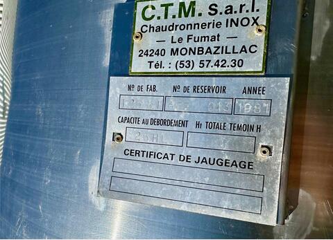 Cuve inox - Sur pieds 26 HL (2 600 litres) CTM