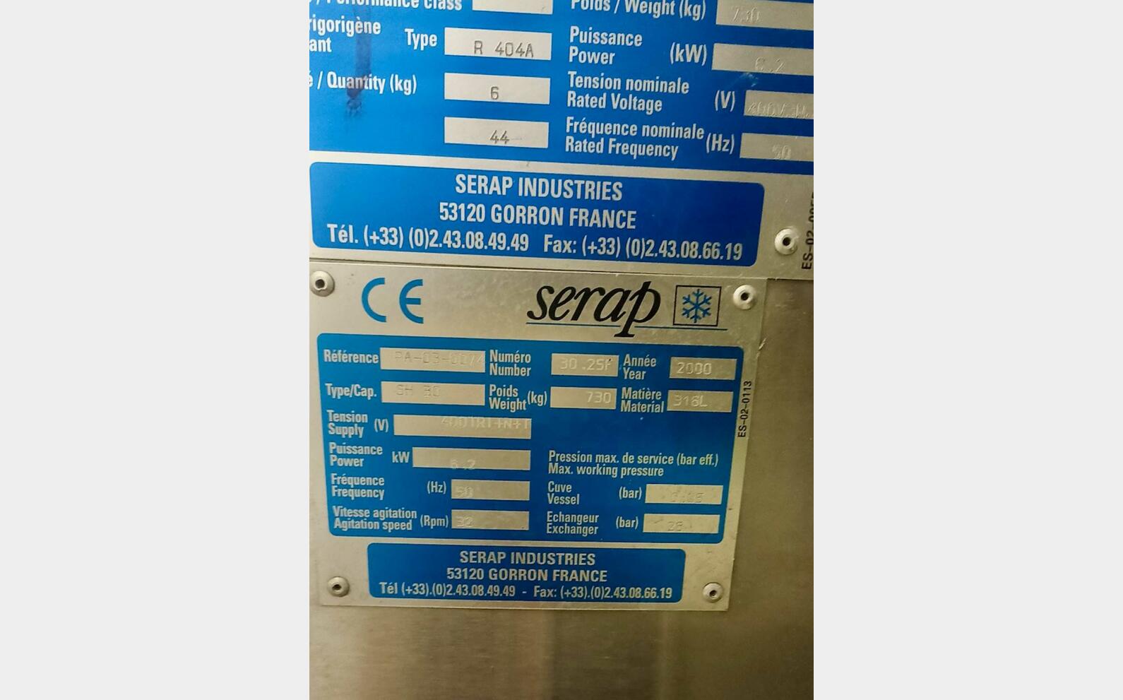 Cuve inox 316L - Type SH 30 HL (3 000 litres) SERAP