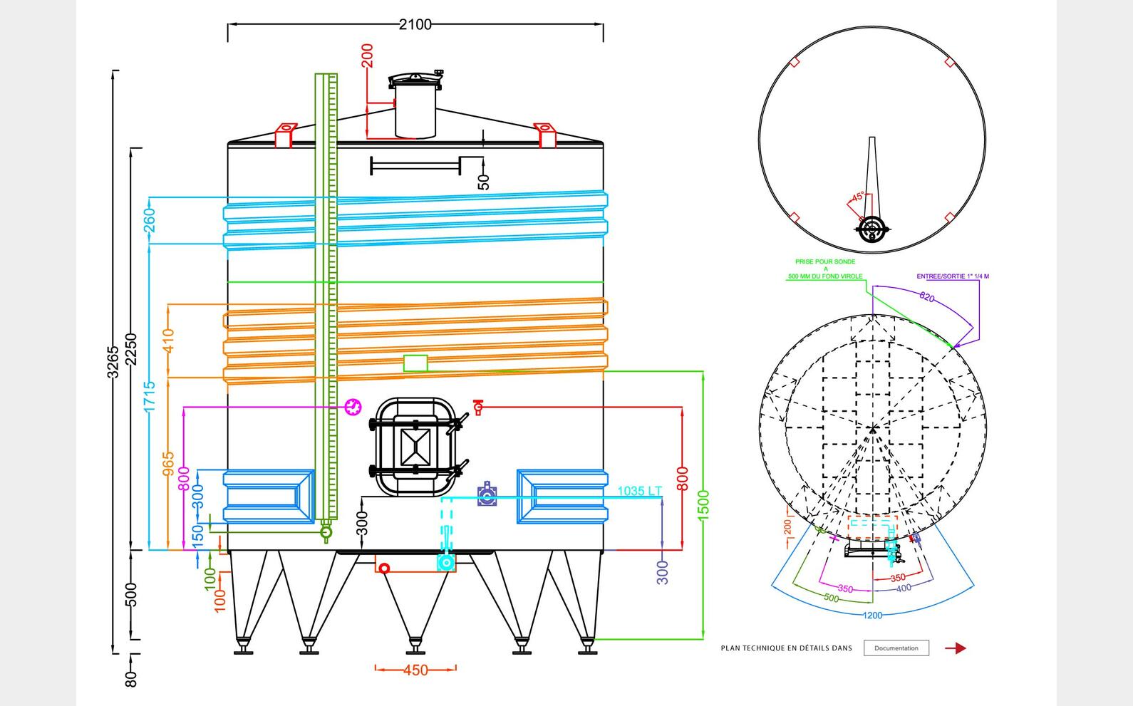 316L ss tank - Coil circuit 81.17 HL (8 117 litres) ARSILAC