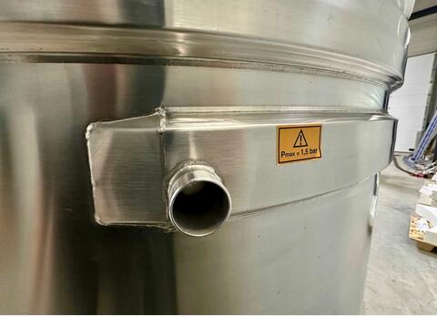 Cuve inox 316L - Circuit serpentin - Fond plat incliné - Fermée