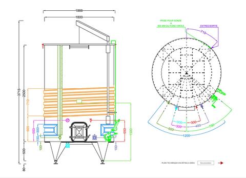 304 stainless steel tank - Coil circuit - Flat sloping bottom - Floating cap