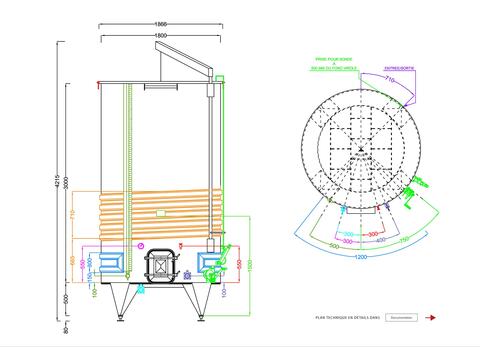 304 stainless steel tank - Coil circuit - Flat sloping bottom - Floating cap
