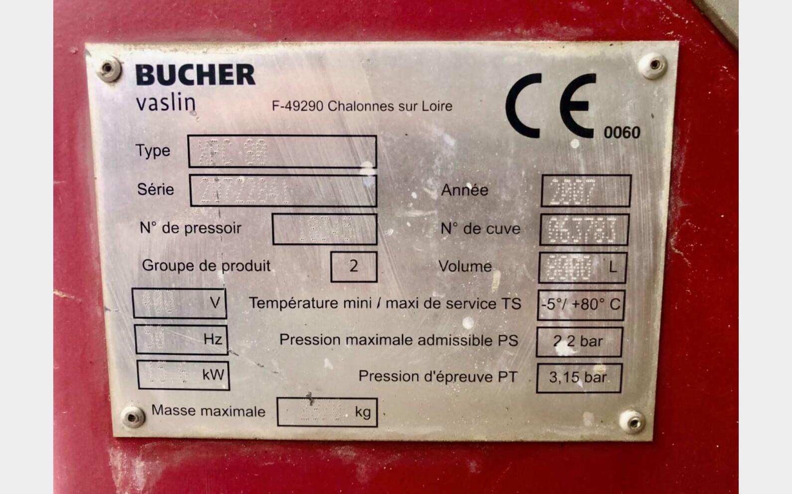 Press - XPC 80 with compressor 80 HL (8,000 litres) BUCHER