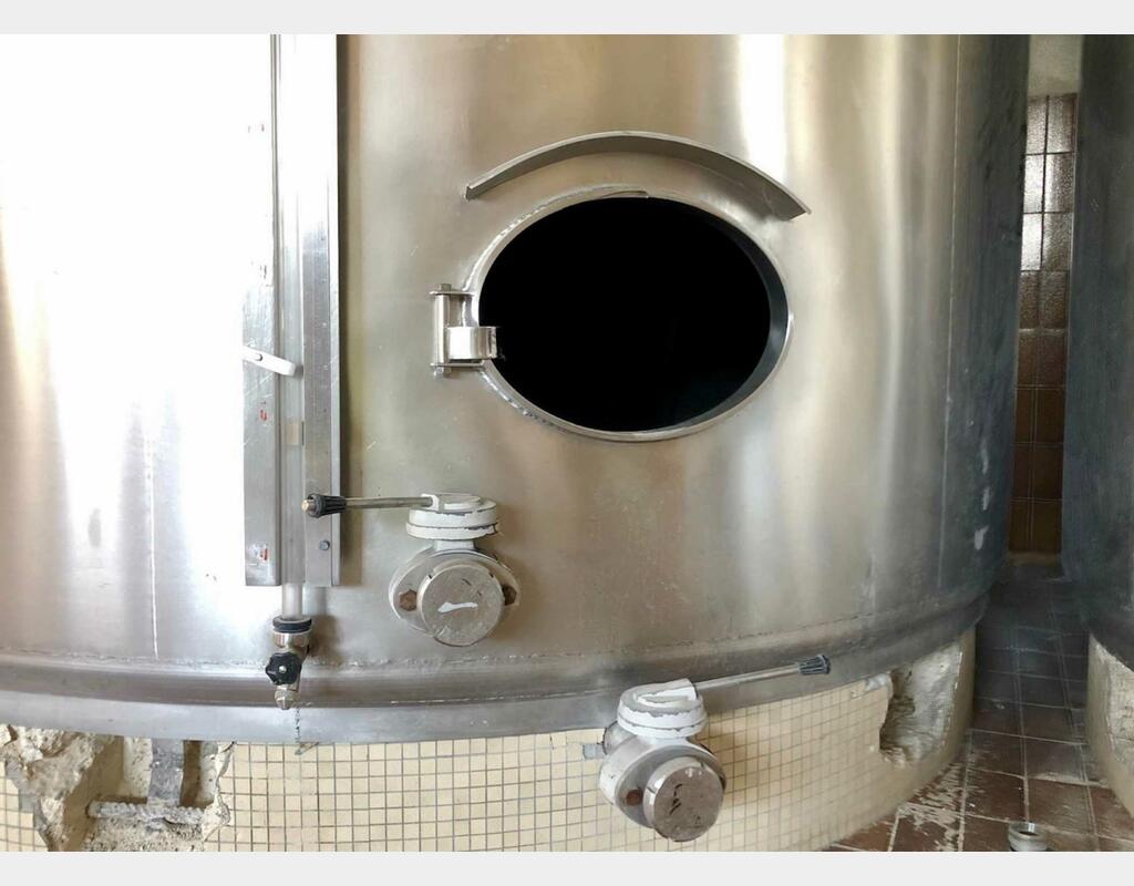 Cuve inox 316L - Thermorégulée - Fond plat incliné 2%