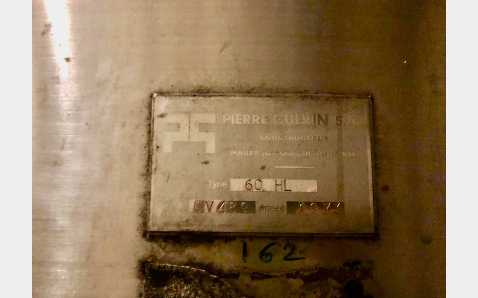 Cuve inox 316L - Fond plat sur pieds 60 HL (6 000 litres) PIERRE GUERIN