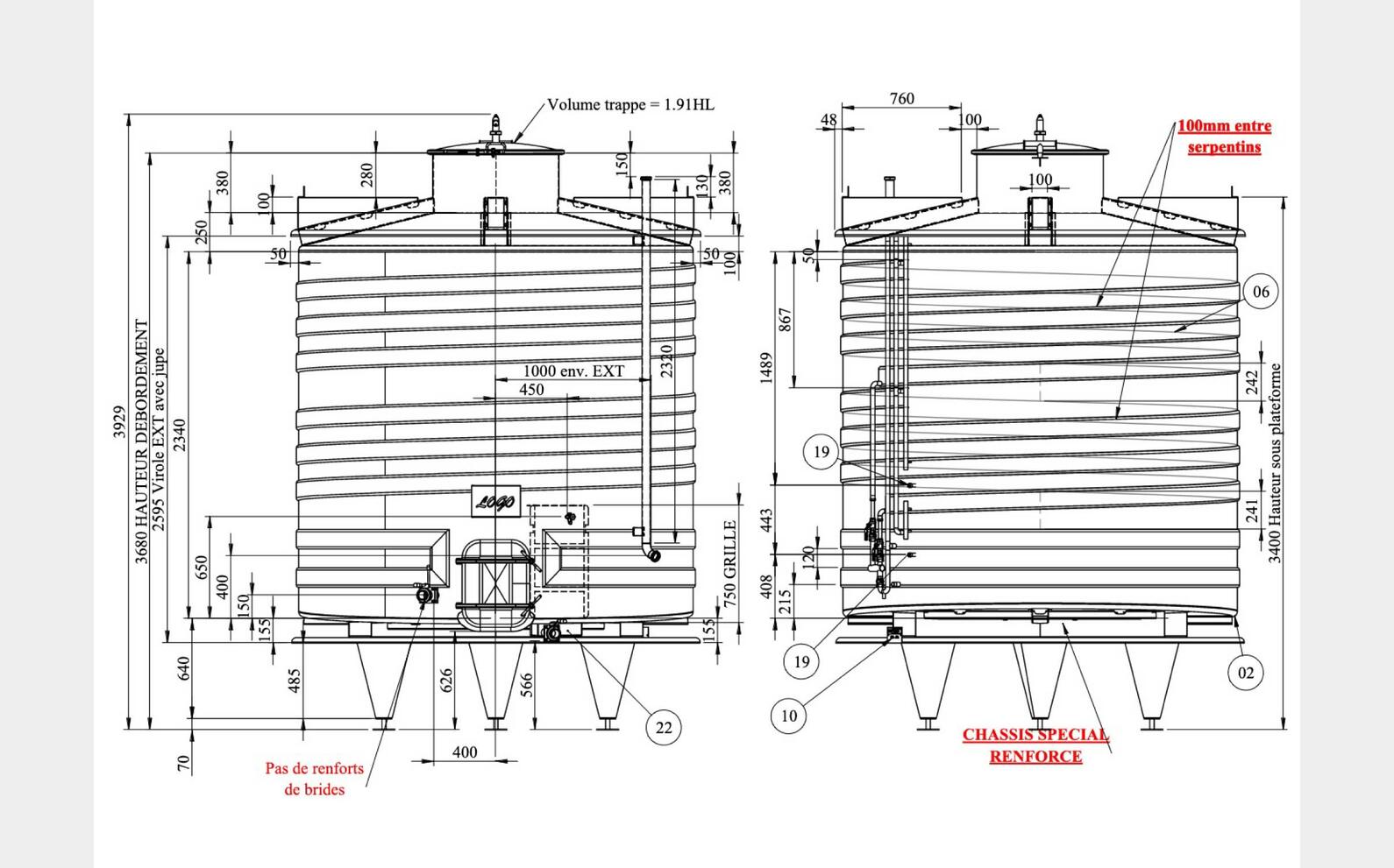 316L ss tank - Insulated 120 HL (12 000 liters) METALINOX