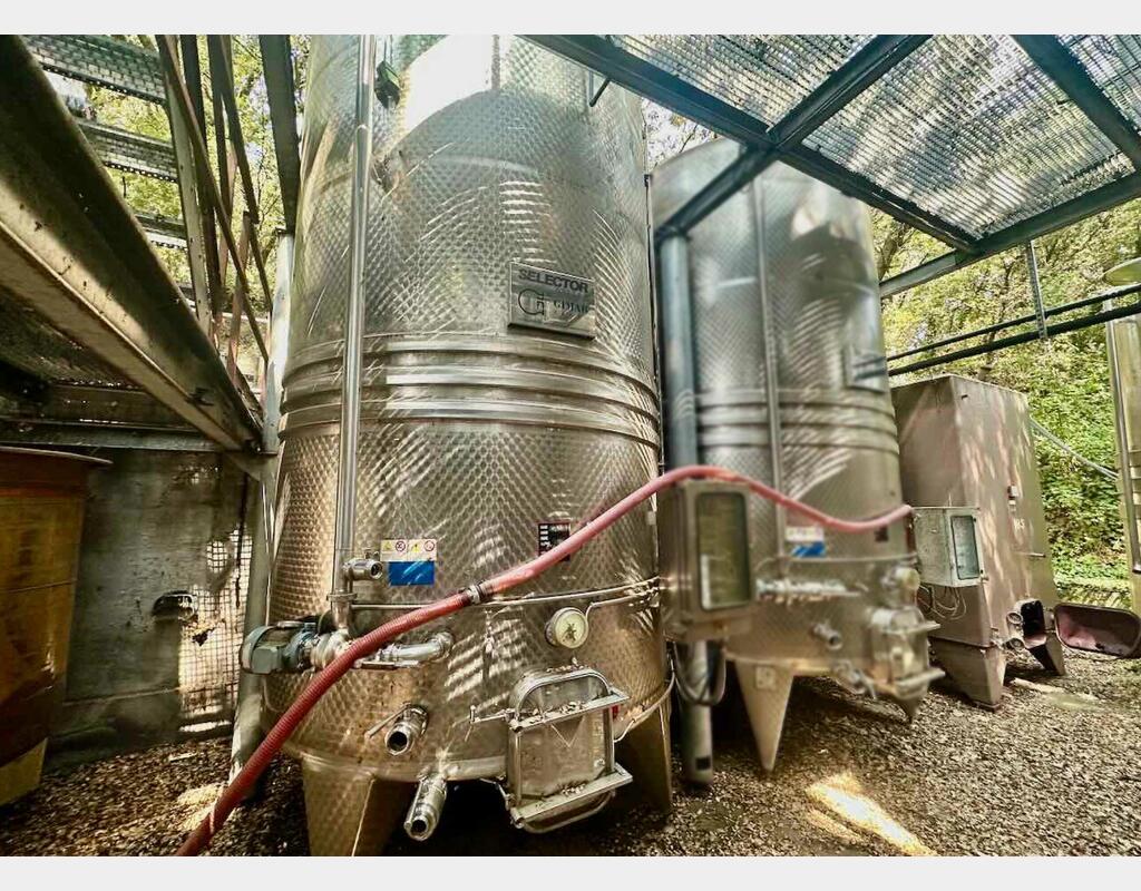 Cuve inox thermorégulée - Autovidante - Fond conique sur pieds