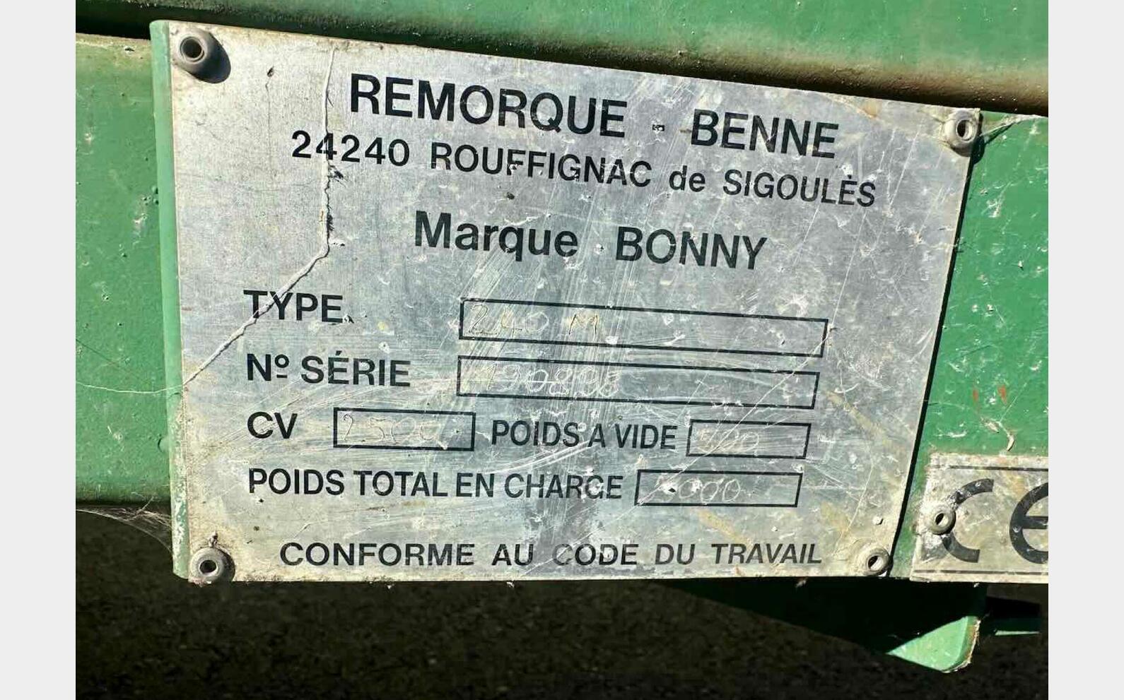 Benne &agrave; vendange - El&eacute;vatrice 30 HL (3 000 litres) BONNY