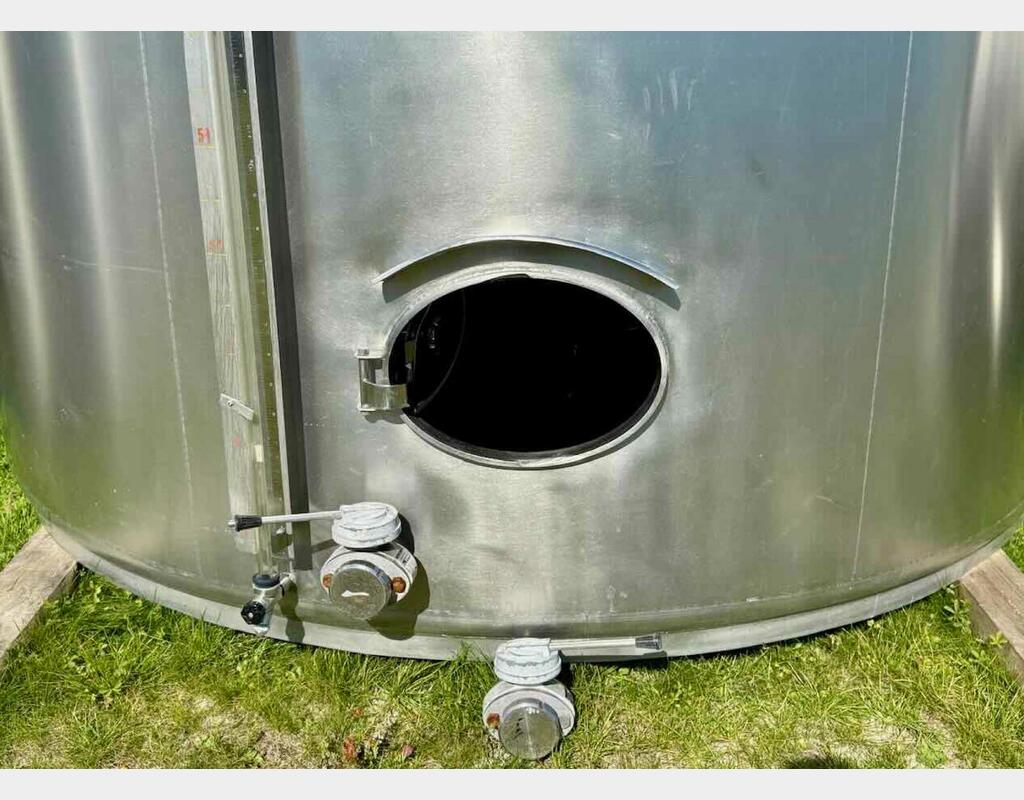 Cuve inox 316L - Thermorégulée - Fond plat incliné 2%