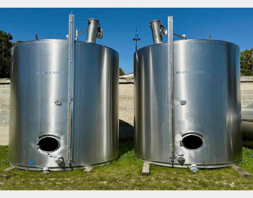 Cuve inox 316L - Thermorégulée - Fond plat incliné 2%