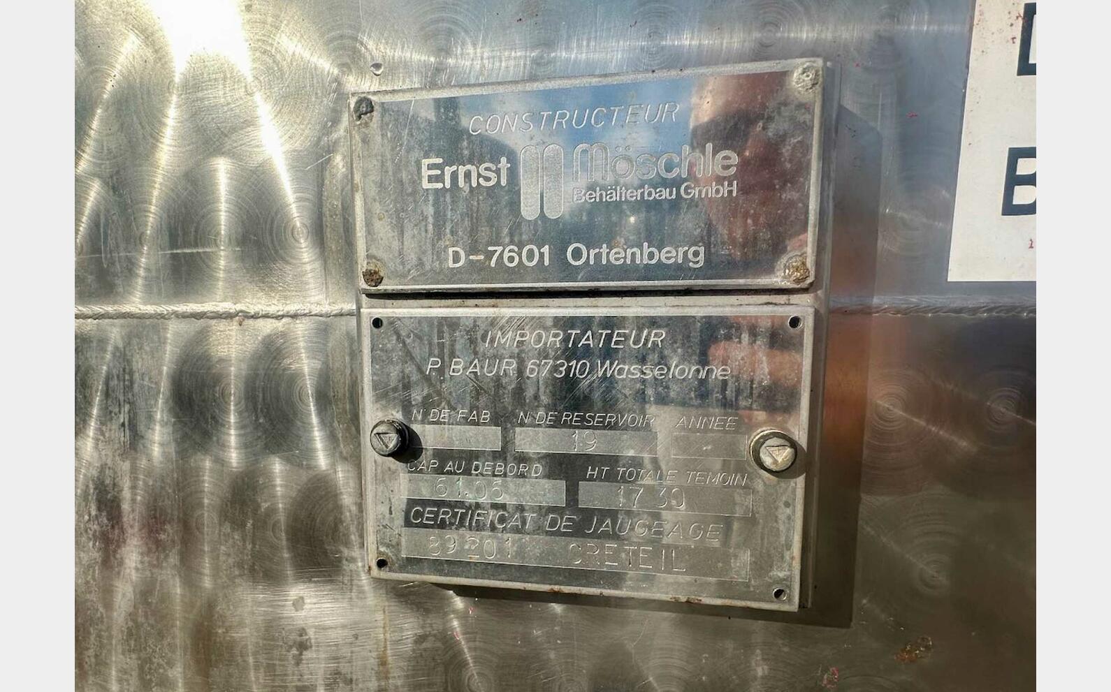 Ss tank - Rectangular 61 HL (6,100 litres) ERNST M&Ouml;SCHLE