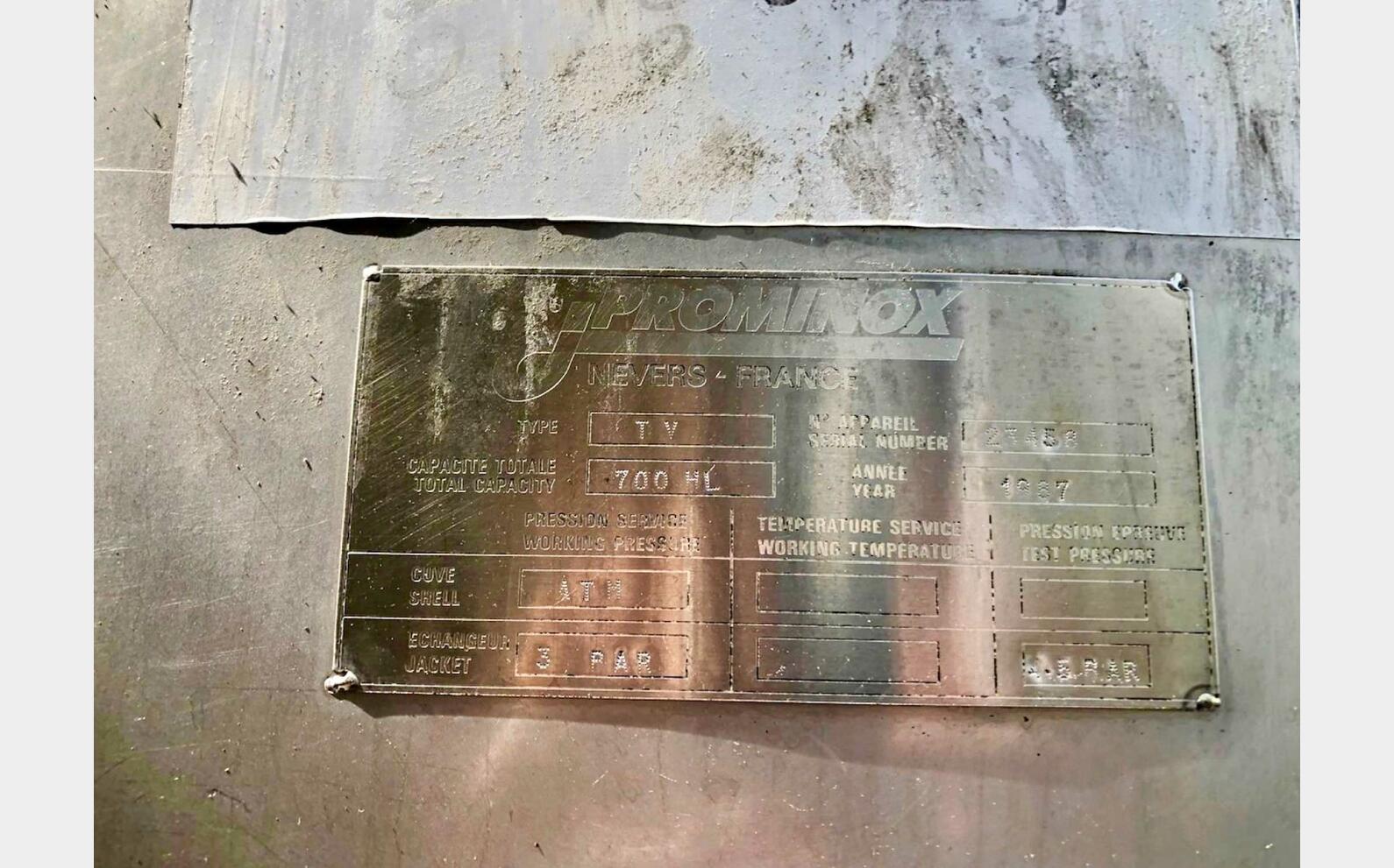 Cuve inox - Thermor&eacute;gul&eacute;e 700 HL (70 000 litres) PROMINOX
