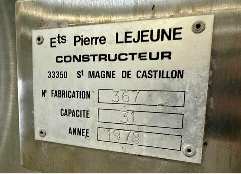 SS tank - Floating head 31 HL (3,100 litres) LEJEUNE