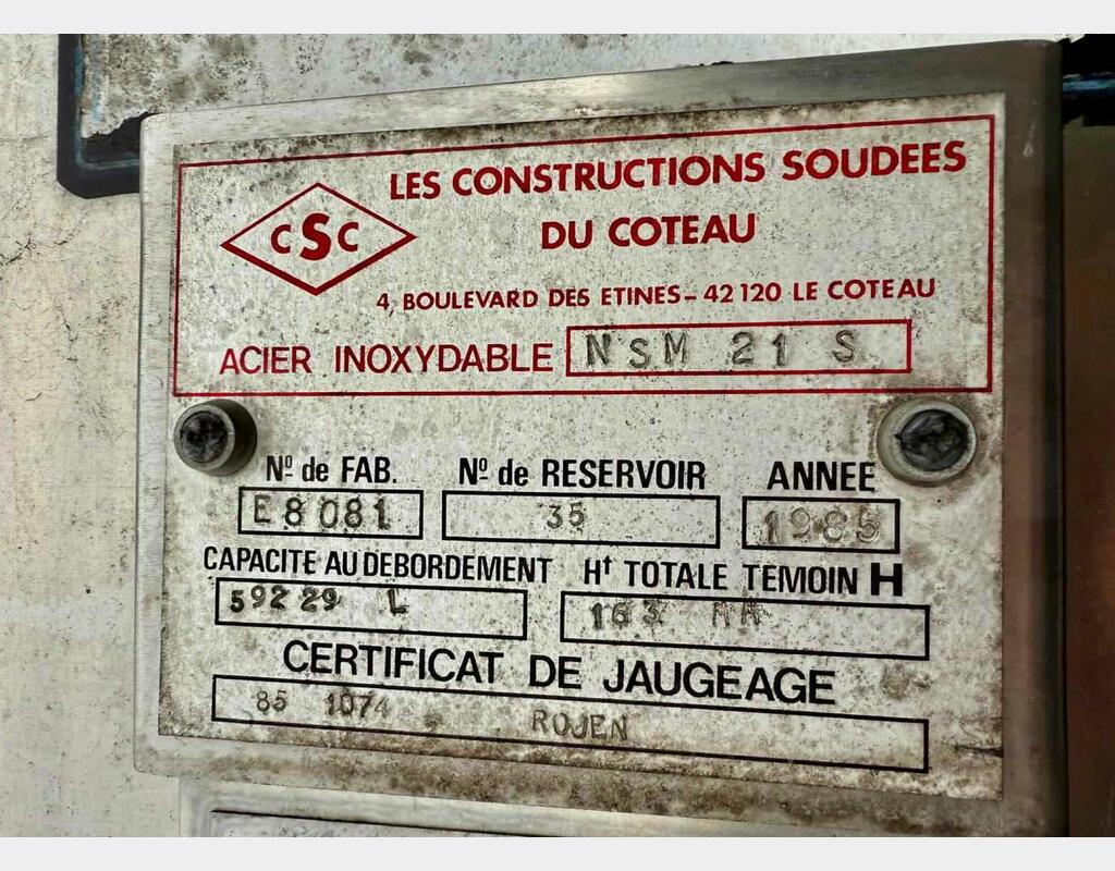 Cuve inox 316L - Vertical fond plat Cuve inox 316L - Vertical fond plat