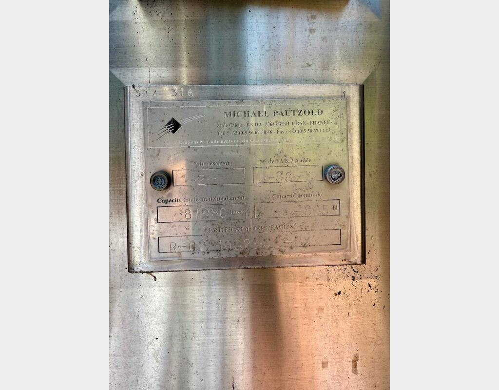 Cuve inox - Fond plat Cuve inox - Fond plat