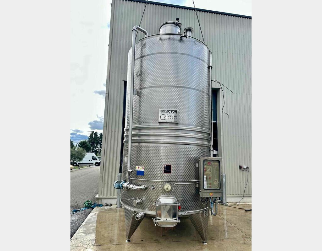 Cuve inox thermorégulée - Autovidante - Fond conique sur pieds