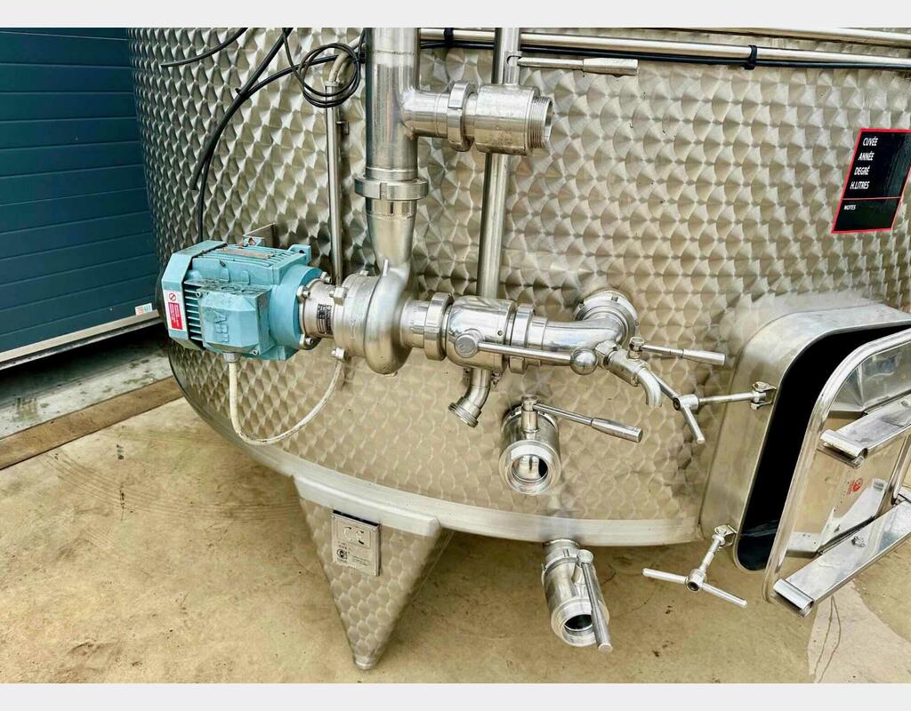 Cuve inox thermorégulée - Fond conique sur pieds