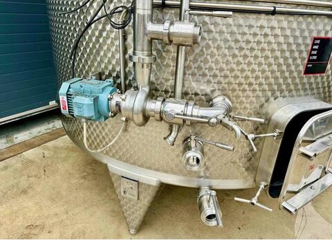Temperature-controlled stainless steel tank - Conical bottom on legs