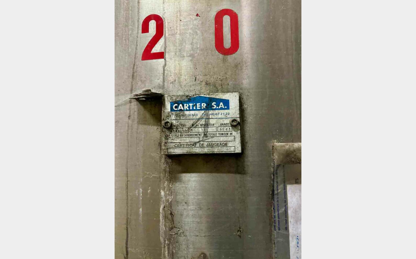 Cuve inox - Thermor&eacute;gul&eacute;e 260 HL (26 000 litres) CARTIER S.A