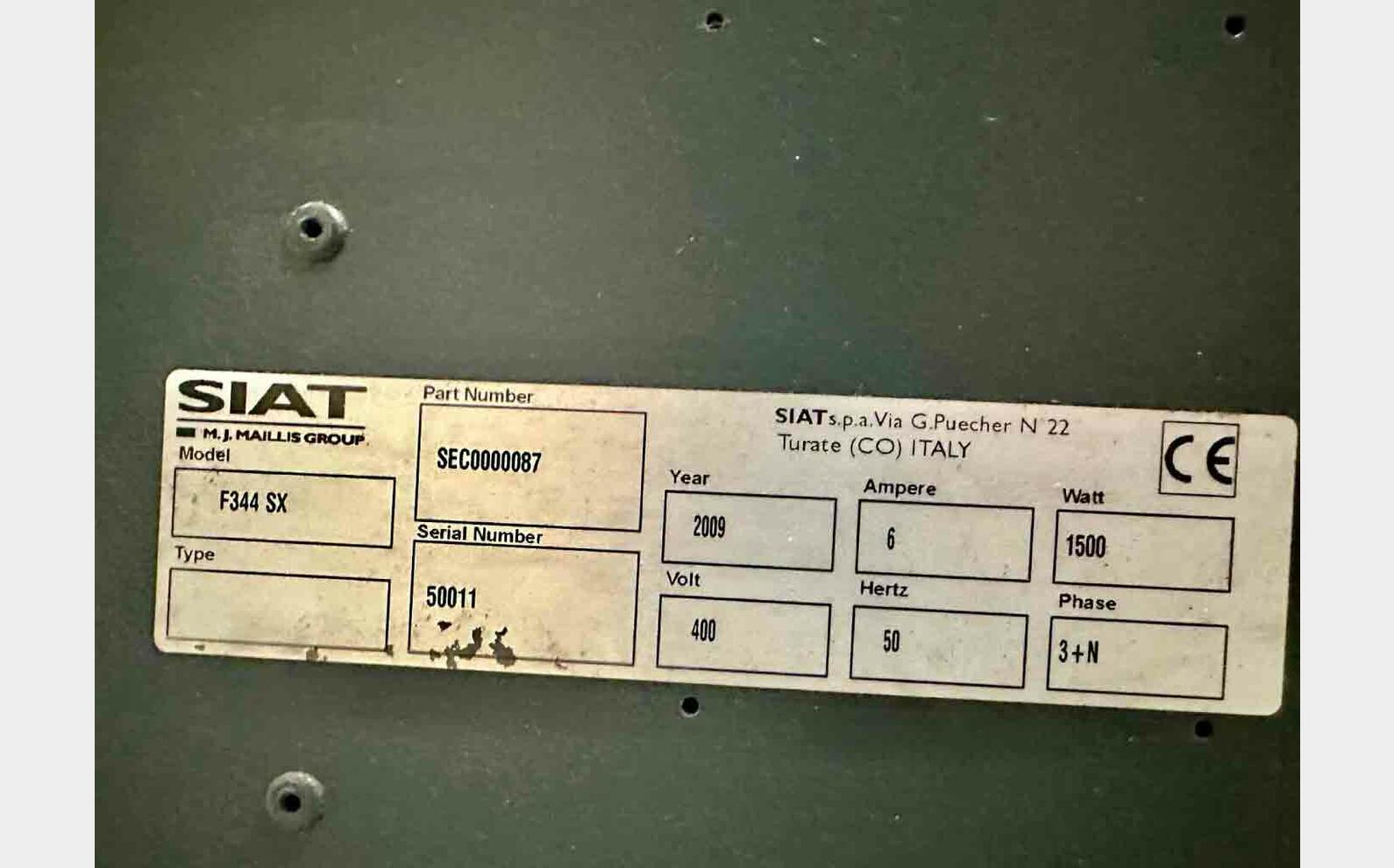 Carton former year 2009 SIAT