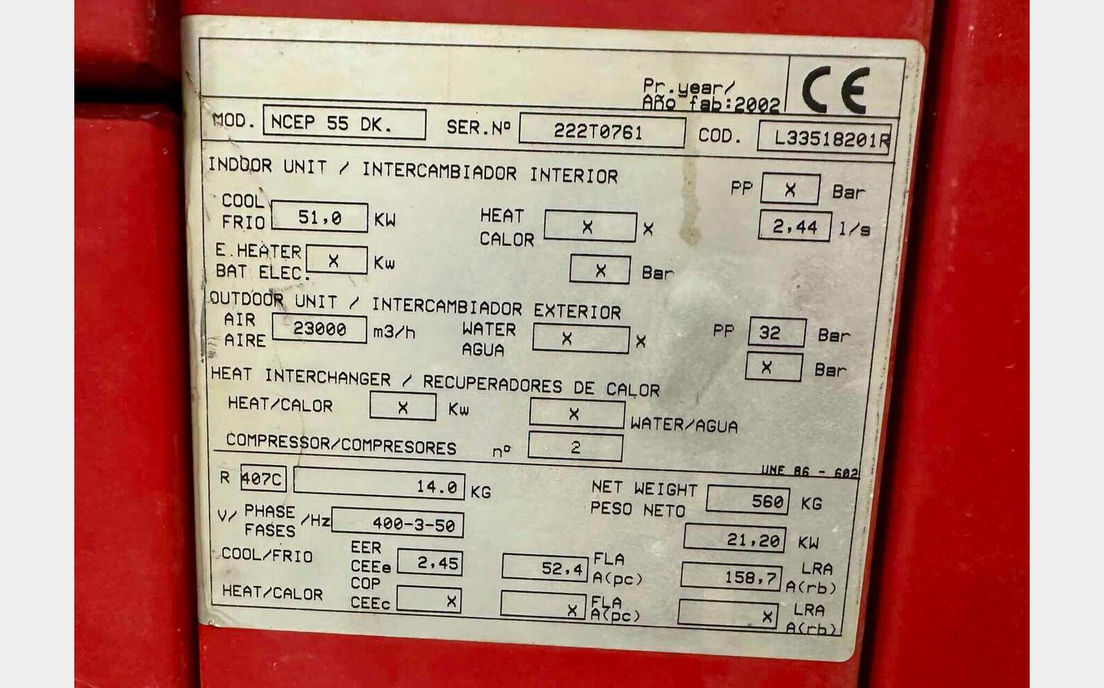 Groupe de froid R407 ann&eacute;e 2002 KREYER