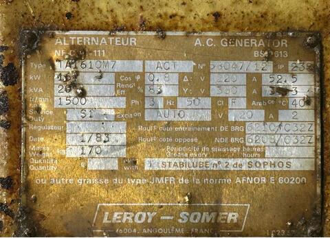 G&eacute;n&eacute;rateur sur prise de force LEROY SOMER