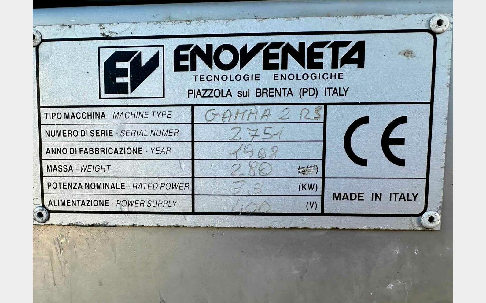 Egrappoir - Fouloir - GAMMA 2R 15 T/H ENOVENETA