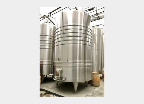 Cuve inox 304L thermorégulée - Verticale fond plat incliné sur pieds