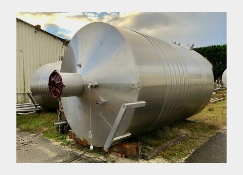 Cuve inox 304L thermorégulée - Verticale fond plat incliné sur pieds