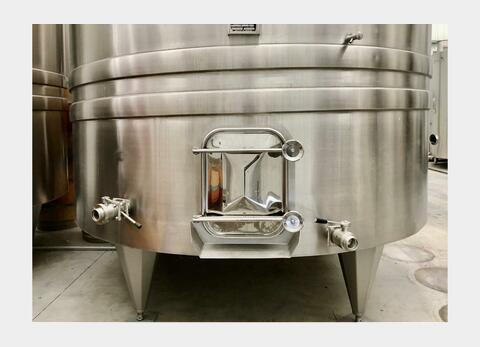 Cuve inox 304L thermorégulée - Verticale fond plat incliné sur pieds