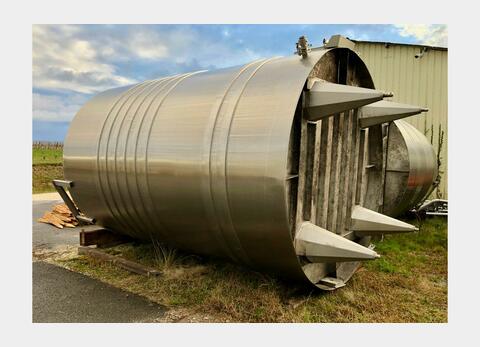 Cuve inox 304L thermorégulée - Verticale fond plat incliné sur pieds