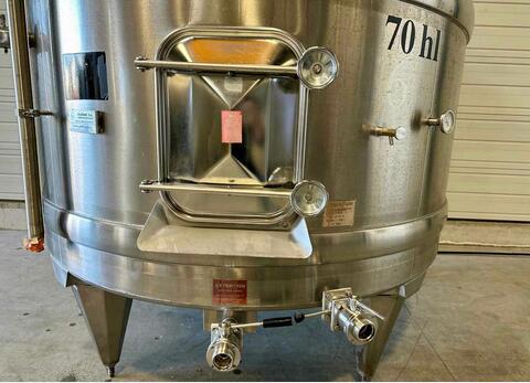 Stainless steel tank - Shell circuit - Conical base on legs