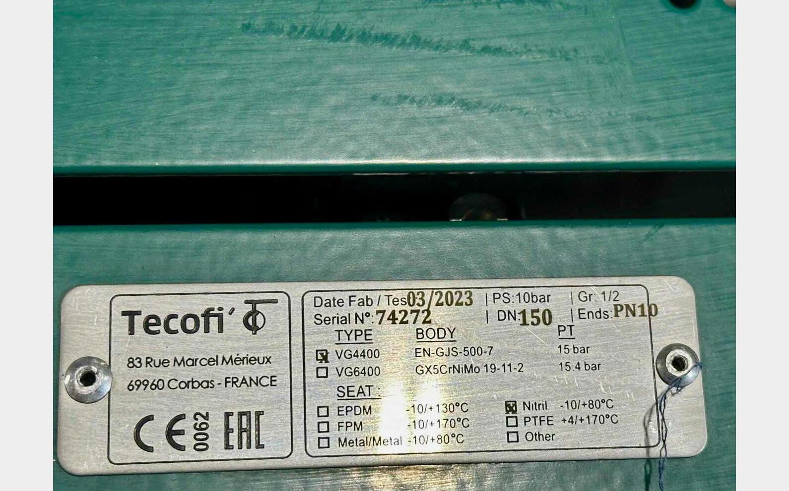 Vanne guillotine - Verin pneumatique TECOFI