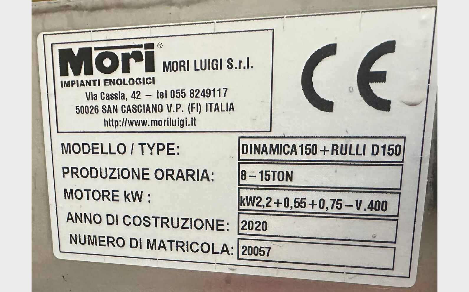 Destemmer - Crush - DINAMICA 15 T/H MORI