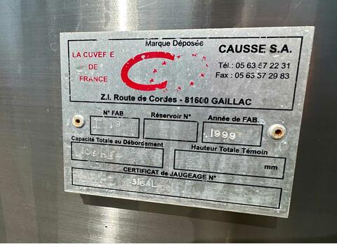 316 stainless steel tank with honeycomb temperature control 105 HL (10,500 litres)