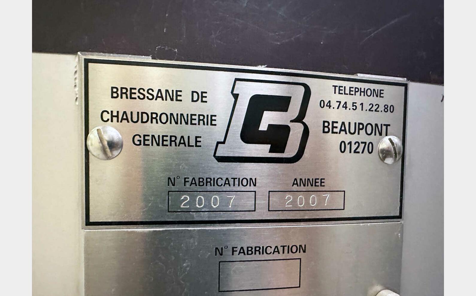 304 SS flat-bottomed tank 264 HL (26,400 litres) BRESSANE CHAUDRONNERIE