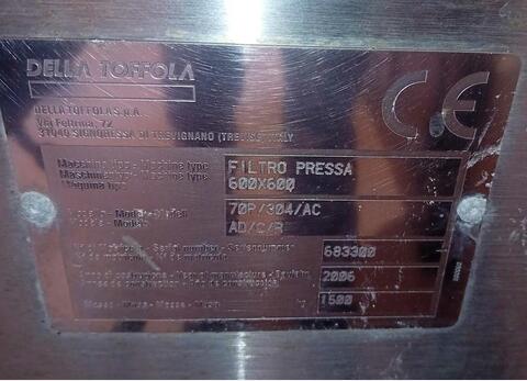 Filtre presse - 600 X 600 - 60 plaques 26m2 DELLA TOFFOLA