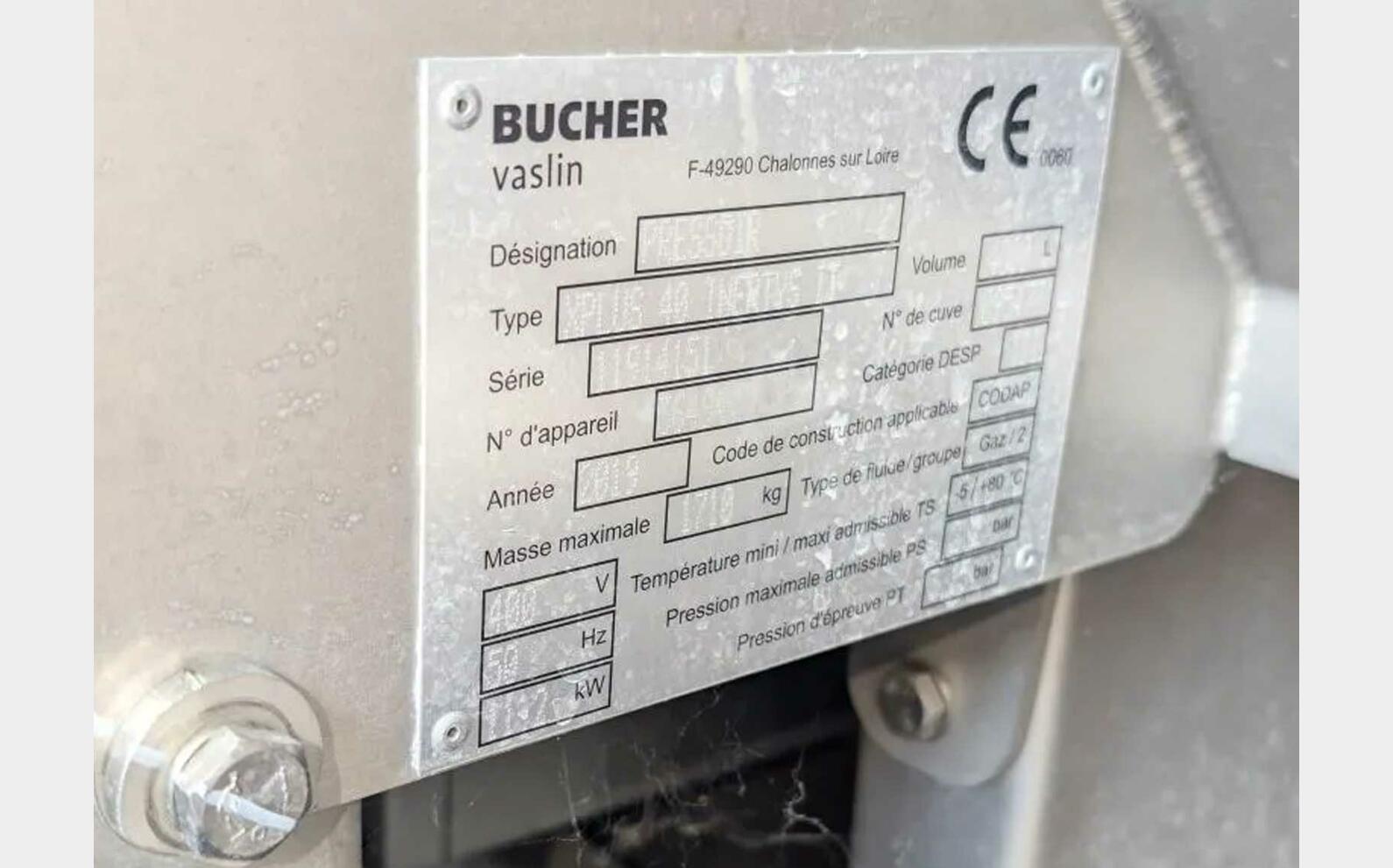 Stainless steel pneumatic press Year 2019 BUCHER
