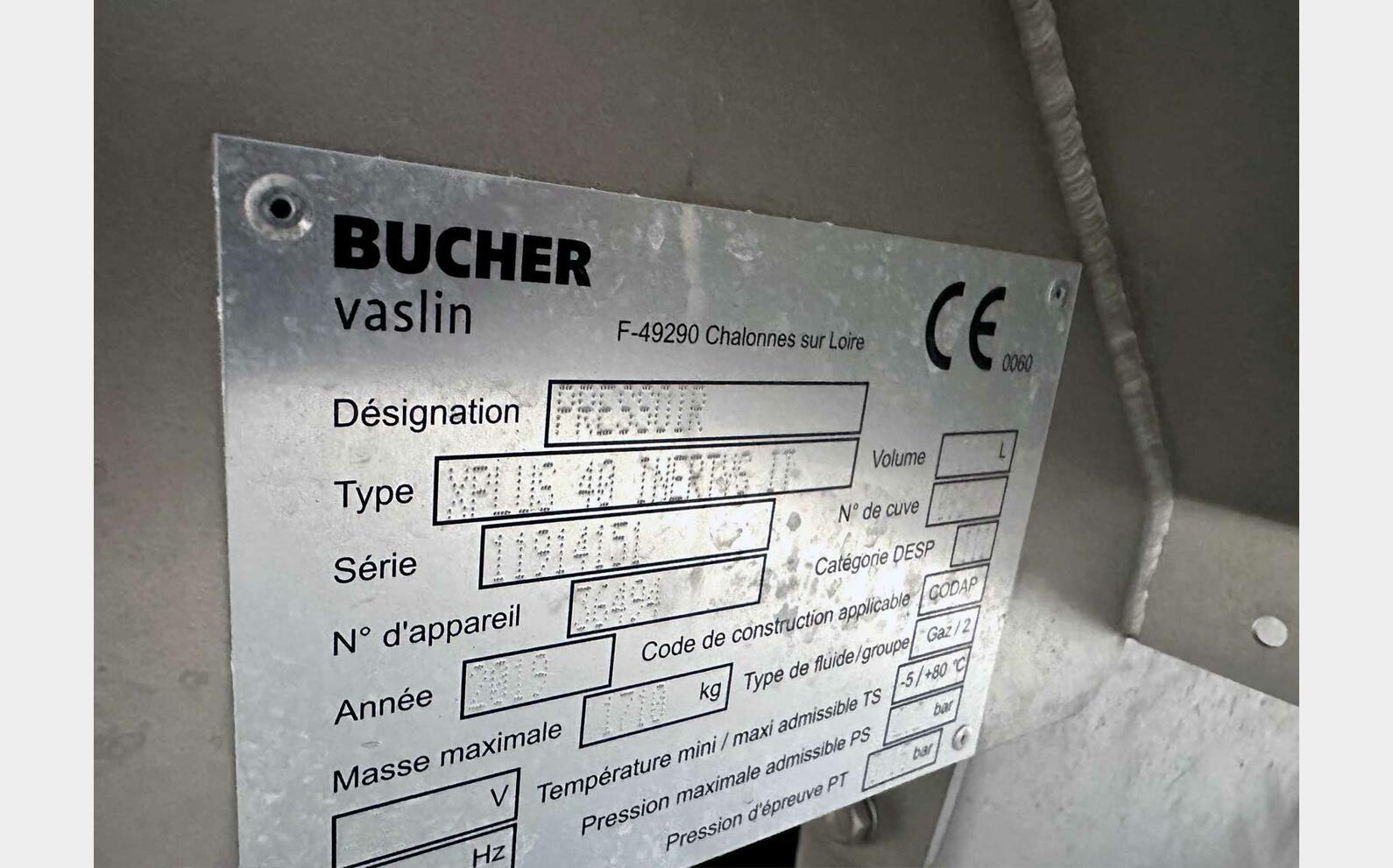 Pressoir pneumatique INOX Ann&eacute;e 2019 BUCHER