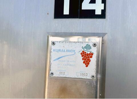 Cuve inox 304 thermor&eacute;gul&eacute;e sur pieds 155 HL (15 500 litres) RURALINOX
